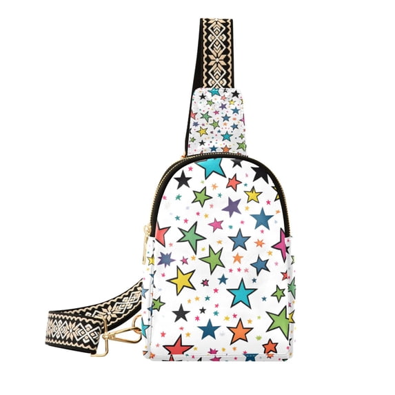 FORMRS Womens Crossbody Sling Bag Travel Daypack Shoulder Chest Backpack, Green Stars