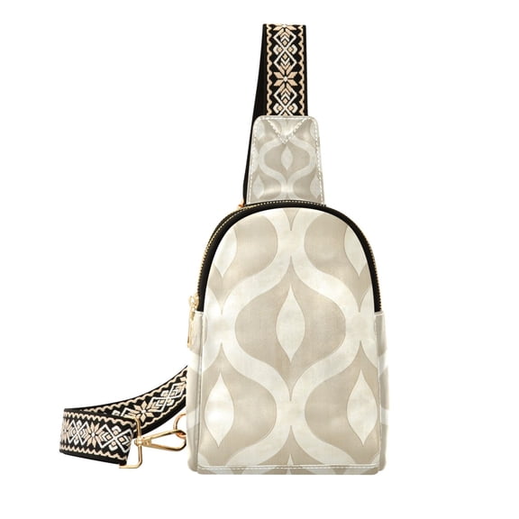 FORMRS Womens Crossbody Sling Bag Travel Daypack Shoulder Chest Backpack, Light Brown Pattern