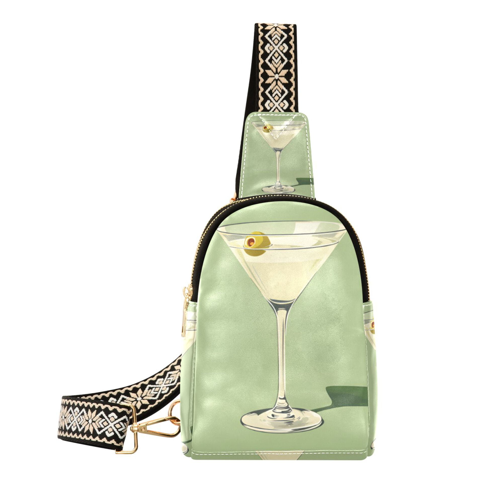 FORMRS Womens Crossbody Sling Bag Travel Daypack Shoulder Chest Backpack, Light Green Martini