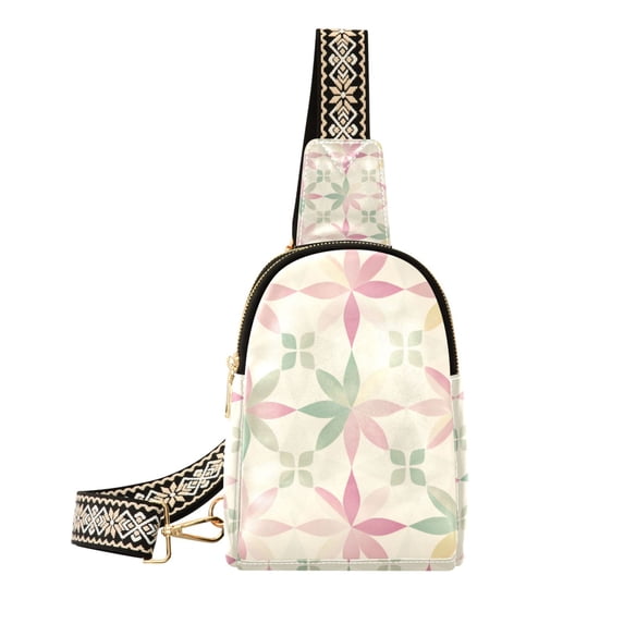 FORMRS Womens Crossbody Sling Bag Travel Daypack Shoulder Chest Backpack, Light Pink Geometric