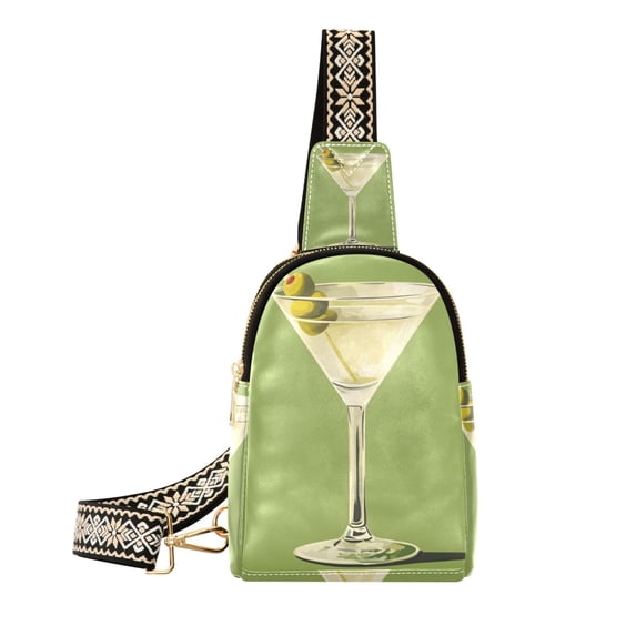 FORMRS Womens Crossbody Sling Bag Travel Daypack Shoulder Chest Backpack, Martini with Olive