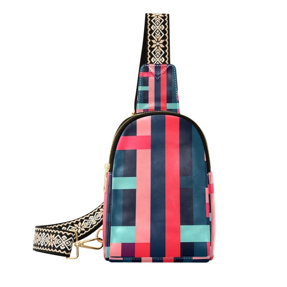 FORMRS Womens Crossbody Sling Bag Travel Daypack Shoulder Chest Backpack, Navy Blue Stripes