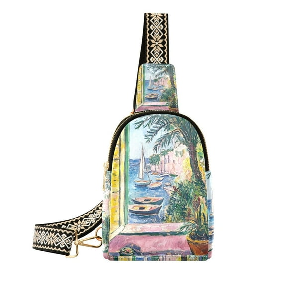 FORMRS Womens Crossbody Sling Bag Travel Daypack Shoulder Chest Backpack, Ocean Boat