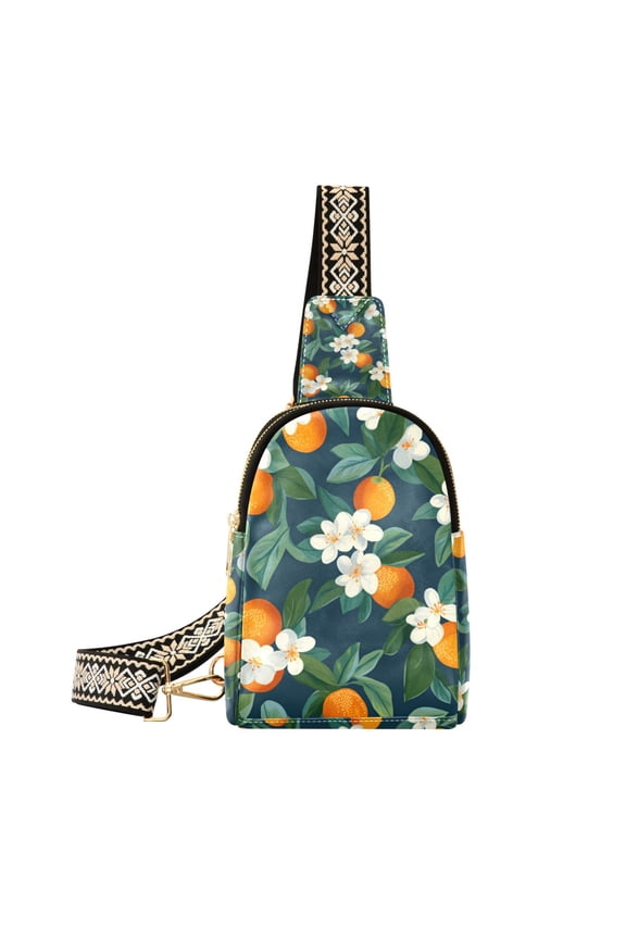 Womens Crossbody Sling Bag Travel Daypack Shoulder Chest Backpack, Orange Fruit