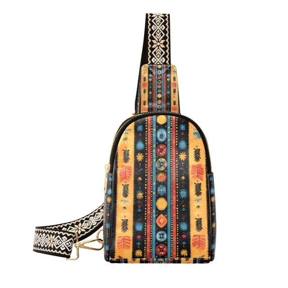 FORMRS Womens Crossbody Sling Bag Travel Daypack Shoulder Chest Backpack, Orange Geometric