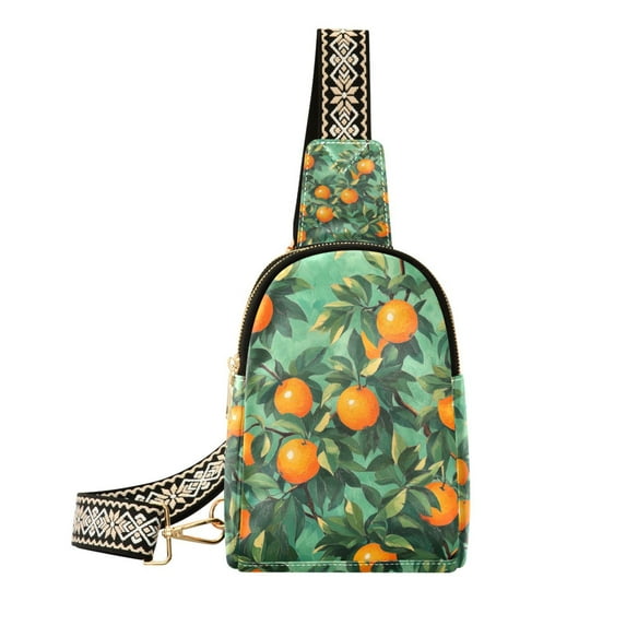 FORMRS Womens Crossbody Sling Bag Travel Daypack Shoulder Chest Backpack, Orange Tree Pattern