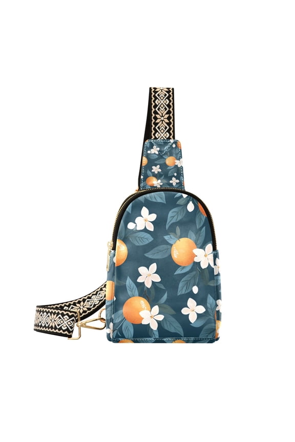 Womens Crossbody Sling Bag Travel Daypack Shoulder Chest Backpack, Oranges Pattern