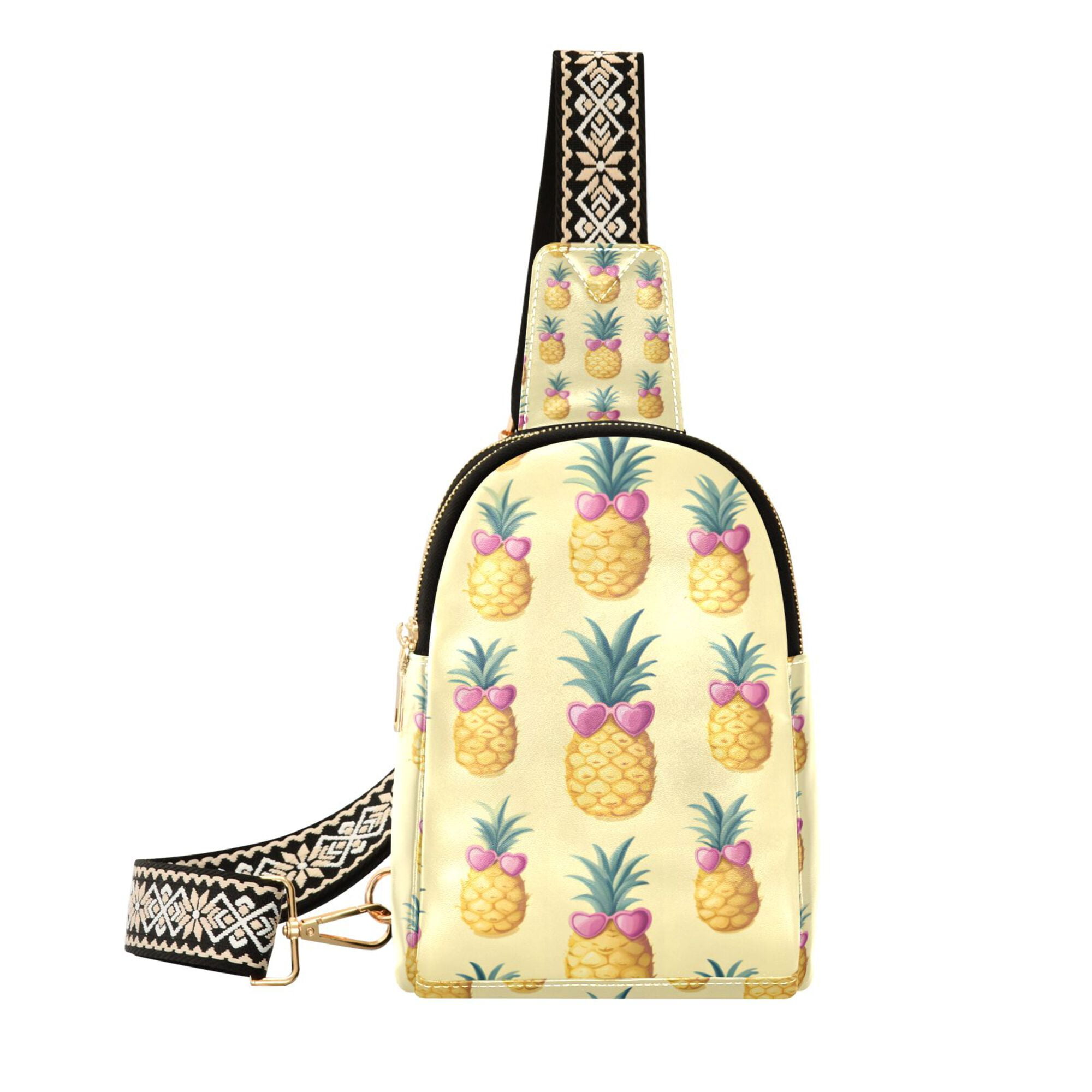FORMRS Womens Crossbody Sling Bag Travel Daypack Shoulder Chest Backpack, Pineapple Love