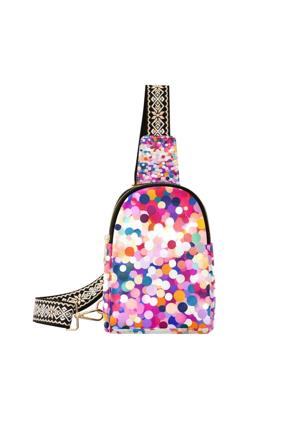 Womens Crossbody Sling Bag Travel Daypack Shoulder Chest Backpack, Purple Colorful Circles