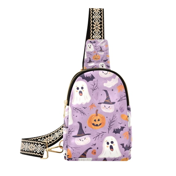 FORMRS Womens Crossbody Sling Bag Travel Daypack Shoulder Chest Backpack, Purple Cute Halloween