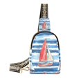 thumbnail image 1 of FORMRS Womens Crossbody Sling Bag Travel Daypack Shoulder Chest Backpack, Red Sailboats, 1 of 7