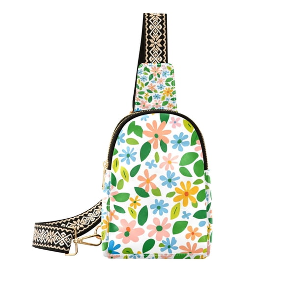 FORMRS Womens Crossbody Sling Bag Travel Daypack Shoulder Chest Backpack, Retro Blue Floral