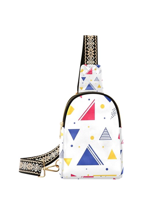 Womens Crossbody Sling Bag Travel Daypack Shoulder Chest Backpack, Simple Triangles