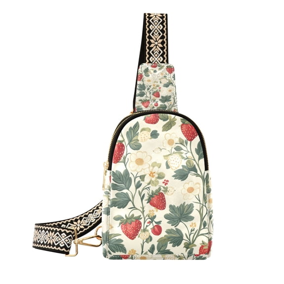 FORMRS Womens Crossbody Sling Bag Travel Daypack Shoulder Chest Backpack, Small Strawberry Pattern