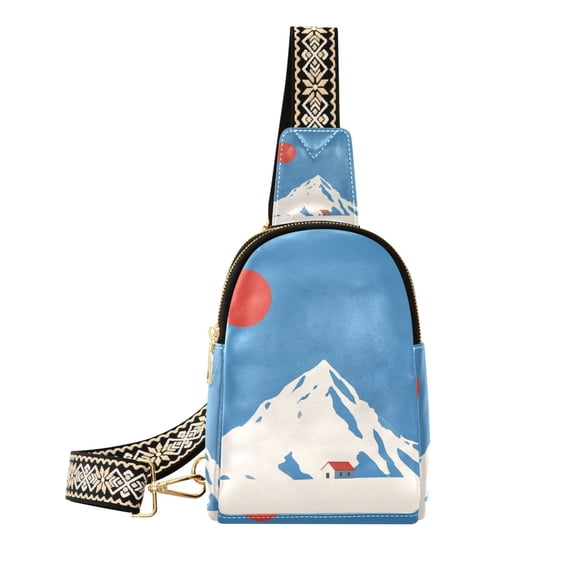 FORMRS Womens Crossbody Sling Bag Travel Daypack Shoulder Chest Backpack, Snow Mountain