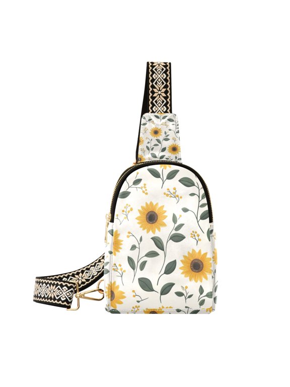 Womens Crossbody Sling Bag Travel Daypack Shoulder Chest Backpack, Sunflower Pattern