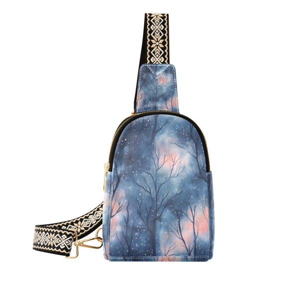 FORMRS Womens Crossbody Sling Bag Travel Daypack Shoulder Chest Backpack, Trees in The Night