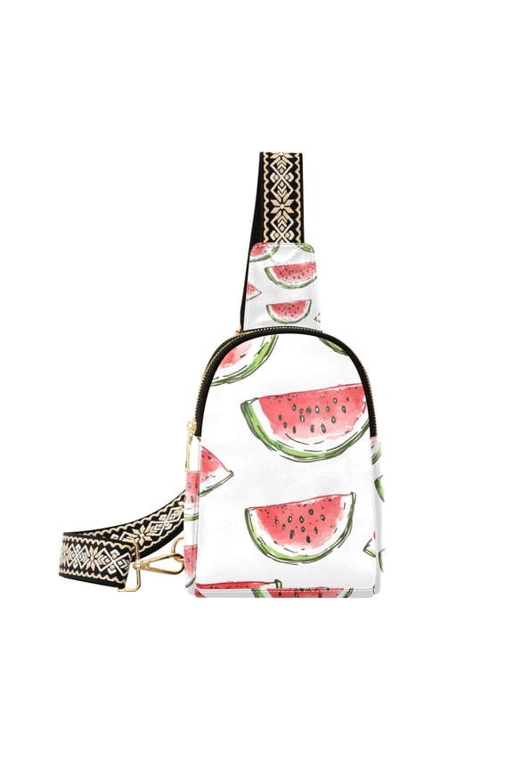 Womens Crossbody Sling Bag Travel Daypack Shoulder Chest Backpack, Watermelon Pattern