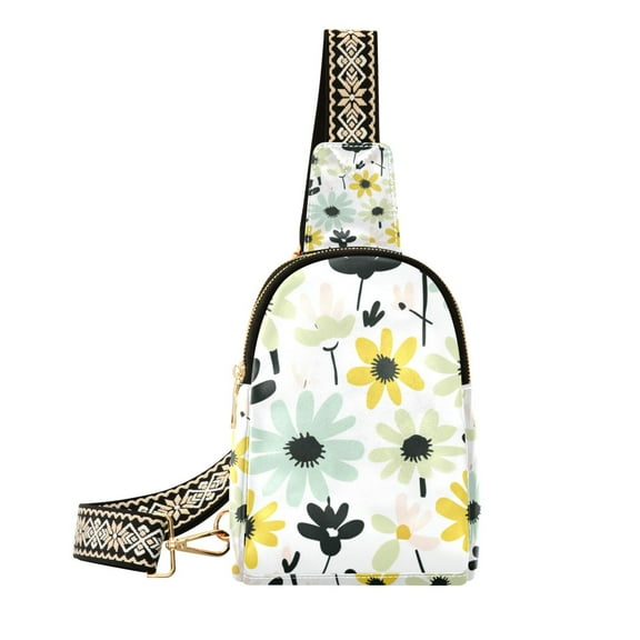 FORMRS Womens Crossbody Sling Bag Travel Daypack Shoulder Chest Backpack, White Flower