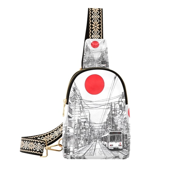 FORMRS Womens Crossbody Sling Bag Travel Daypack Shoulder Chest Backpack, White Streets