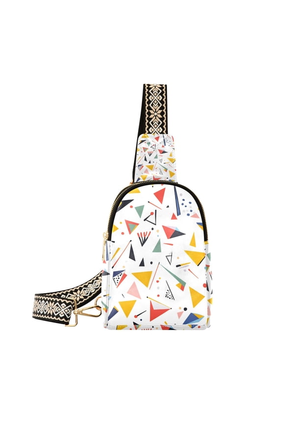 Womens Crossbody Sling Bag Travel Daypack Shoulder Chest Backpack, White Triangles
