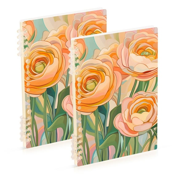 FORMRS 1-Subject Spiral Notebook 8" x 5" College Ruled 60 Refillable Sheet A5 Hard Cover, Abstract Floral Art