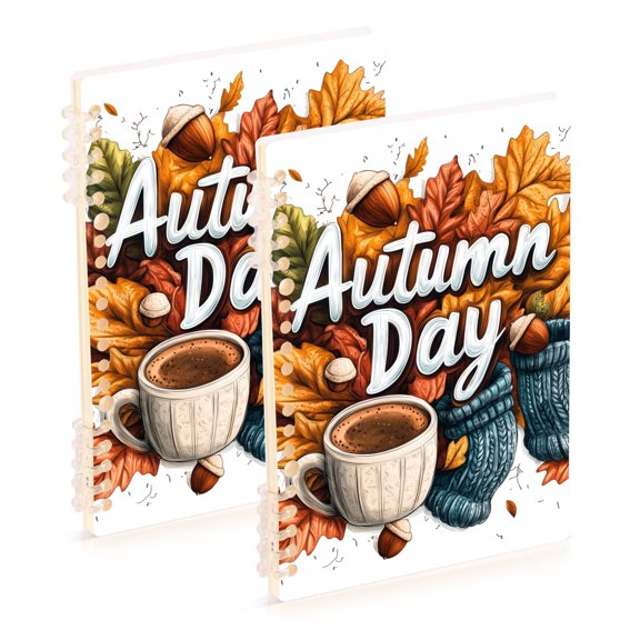 FORMRS 1-Subject Spiral Notebook 8" x 5" College Ruled 60 Refillable Sheet A5 Hard Cover, Autumn Day Pattern