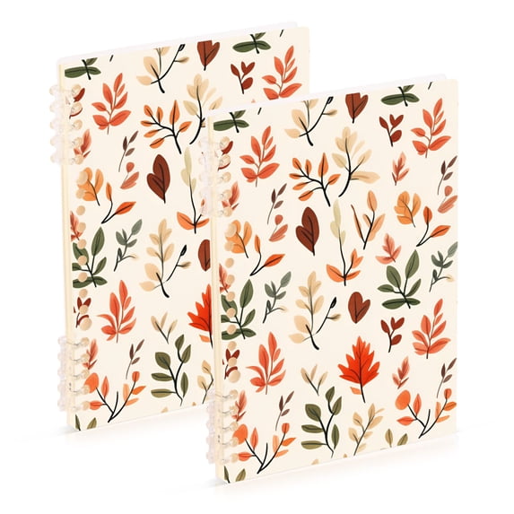 FORMRS 1-Subject Spiral Notebook 8" x 5" College Ruled 60 Refillable Sheet A5 Hard Cover, Autumn Leaves