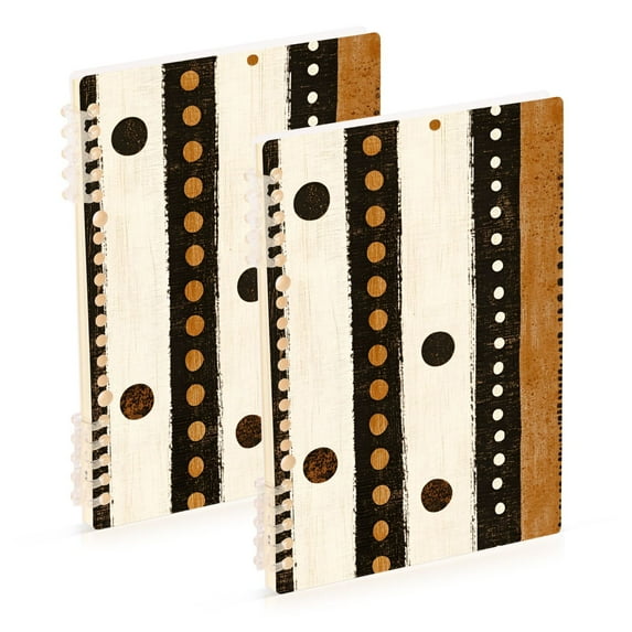 FORMRS 1-Subject Spiral Notebook 8" x 5" College Ruled 60 Refillable Sheet A5 Hard Cover, Beige Abstract Dots