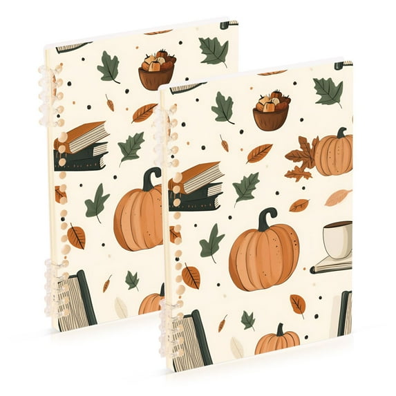 FORMRS 1-Subject Spiral Notebook 8" x 5" College Ruled 60 Refillable Sheet, Beige Fall Leaves