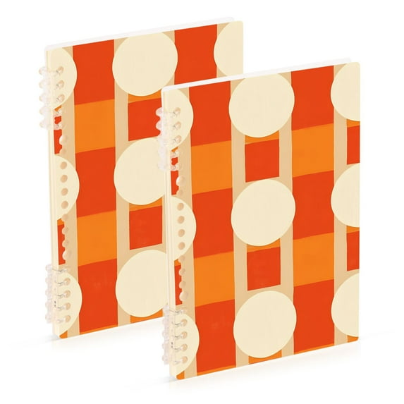 FORMRS 1-Subject Spiral Notebook 8" x 5" College Ruled 60 Refillable Sheet A5 Hard Cover, Beige Geometric Circles