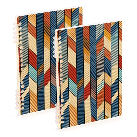 FORMRS 1-Subject Spiral Notebook 8" x 5" College Ruled 60 Refillable Sheet A5 Hard Cover, Beige Geometric