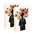 thumbnail image 1 of FORMRS 1-Subject Spiral Notebook 8" x 5" College Ruled 60 Refillable Sheet A5 Hard Cover, Black Flowers, 1 of 7