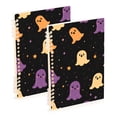 thumbnail image 1 of FORMRS 1-Subject Spiral Notebook 8" x 5" College Ruled 60 Refillable Sheet A5 Hard Cover, Black Halloween Ghosts, 1 of 7