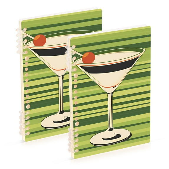 FORMRS 1-Subject Spiral Notebook 8" x 5" College Ruled 60 Refillable Sheet A5 Hard Cover, Black Martini