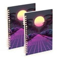 thumbnail image 1 of FORMRS 1-Subject Spiral Notebook 8" x 5" College Ruled 60 Refillable Sheet A5 Hard Cover, Black Neon Road, 1 of 7