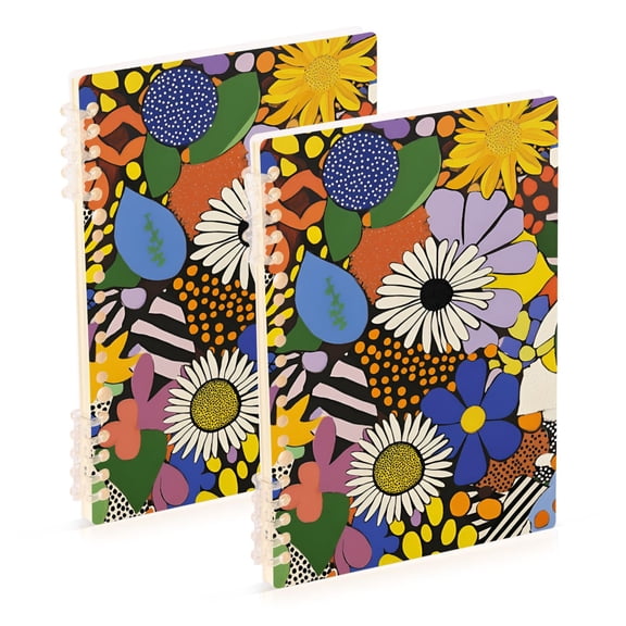 FORMRS 1-Subject Spiral Notebook 8" x 5" College Ruled 60 Refillable Sheet A5 Hard Cover, Blue Floral