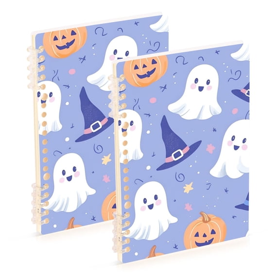 FORMRS 1-Subject Spiral Notebook 8" x 5" College Ruled 60 Refillable Sheet A5 Hard Cover, Blue Halloween