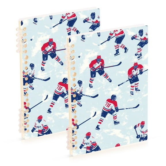 FORMRS 1-Subject Spiral Notebook 8" x 5" College Ruled 60 Refillable Sheet, Blue Ice Hockey