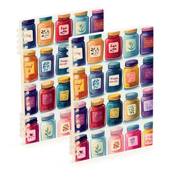 FORMRS 1-Subject Spiral Notebook 8" x 5" College Ruled 60 Refillable Sheet A5 Hard Cover, Blue Jam Jars