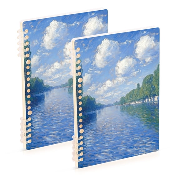 FORMRS 1-Subject Spiral Notebook 8" x 5" College Ruled 60 Refillable Sheet A5 Hard Cover, Blue Sky and River