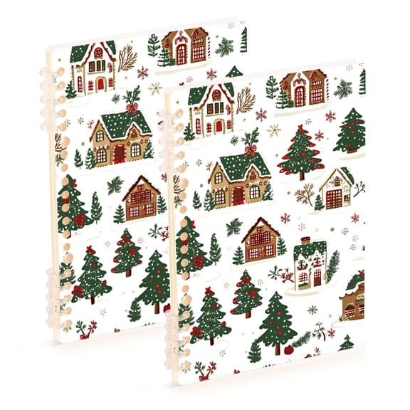 FORMRS 1-Subject Spiral Notebook 8" x 5" College Ruled 60 Refillable Sheet, Brown Christmas House