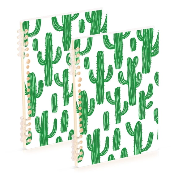 FORMRS 1-Subject Spiral Notebook 8" x 5" College Ruled 60 Refillable Sheet A5 Hard Cover, Cactus Pattern