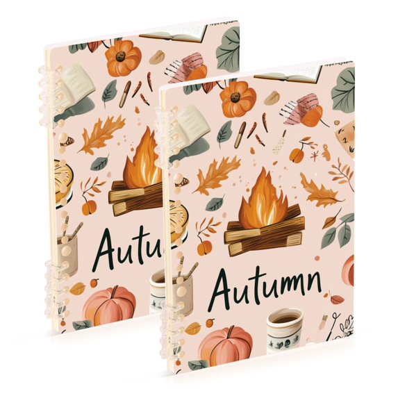 FORMRS 1-Subject Spiral Notebook 8" x 5" College Ruled 60 Refillable Sheet A5 Hard Cover, Campfire Pattern