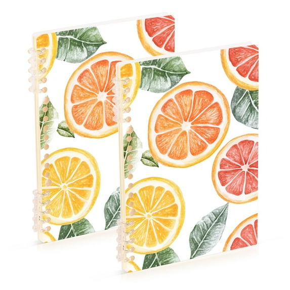 FORMRS 1-Subject Spiral Notebook 8" x 5" College Ruled 60 Refillable Sheet A5 Hard Cover, Candy Grapefruit Slices