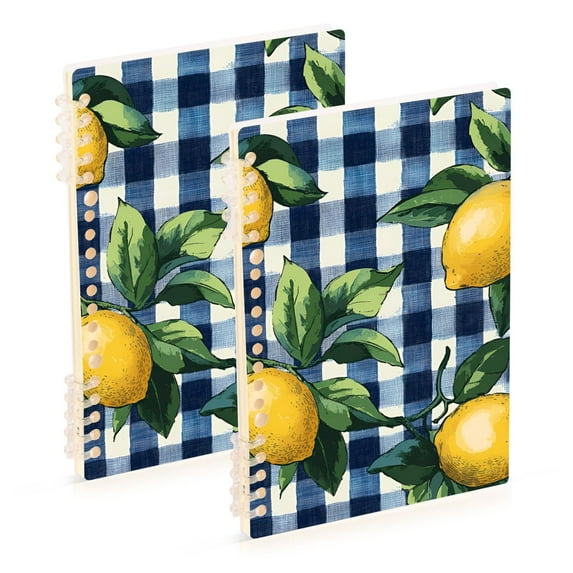 FORMRS 1-Subject Spiral Notebook 8" x 5" College Ruled 60 Refillable Sheet A5 Hard Cover, Cartoon Beige Lemon