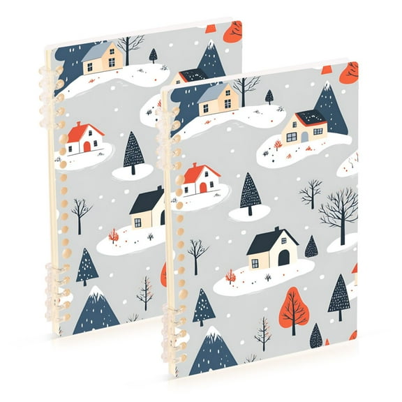 FORMRS 1-Subject Spiral Notebook 8" x 5" College Ruled 60 Refillable Sheet, Cartoon Blue Houses