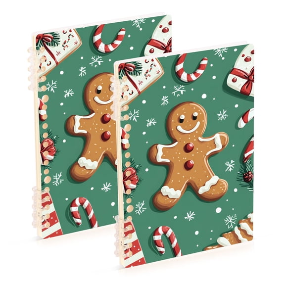 FORMRS 1-Subject Spiral Notebook 8" x 5" College Ruled 60 Refillable Sheet, Christmas Gingerbread