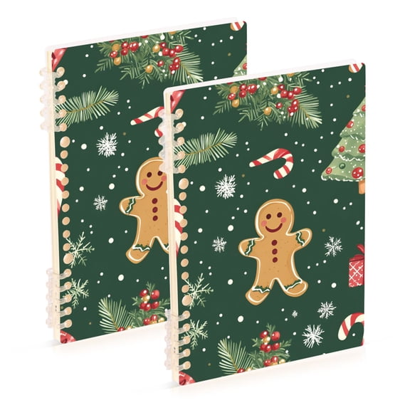 FORMRS 1-Subject Spiral Notebook 8" x 5" College Ruled 60 Refillable Sheet, Christmas Gingerbread