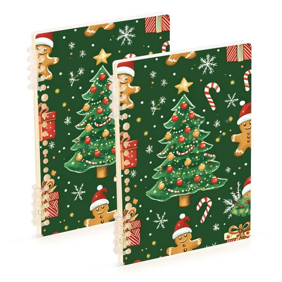 FORMRS 1-Subject Spiral Notebook 8" x 5" College Ruled 60 Refillable Sheet A5 Hard Cover, Christmas Tree
